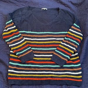 Jodifl V-Neck Long Sleeve Stripe Sweater